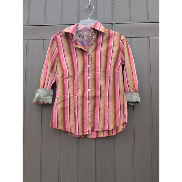 Robert Graham Button Up Shirt Women's Size Small‎ Multicolor 3/4 In Sleeve - Picture 1 of 9